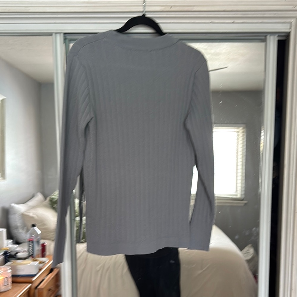 Gray Ribbed Button-Up Sweater - Picture 6 of 6